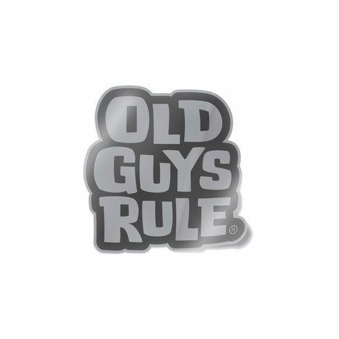 OLD GUYS RULE STACKED LOGO' STICKER DECAL - METALLIC SILVER